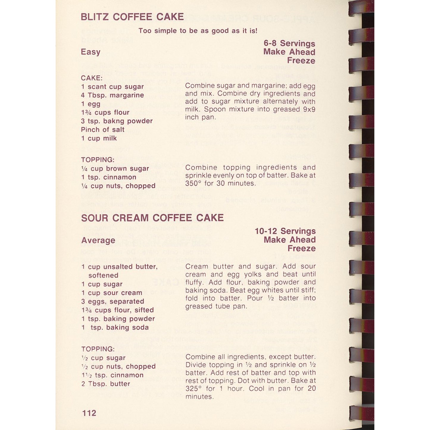 Thru the Grapevine cookbook, 6th printing. Near‑mint. 635 recipes, winery chapter, regional history. Southern Living Hall of Fame winner. Coffee cakes