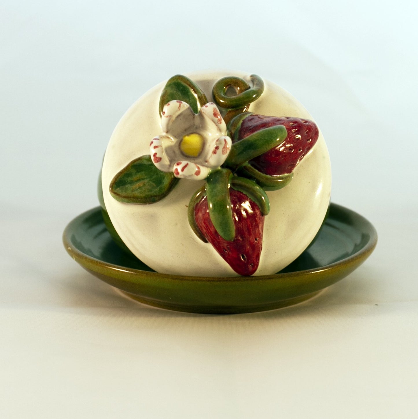 Rackliffe Pottery COVERED JELLY SET with STRAWBERRY LID Circa 1980s
