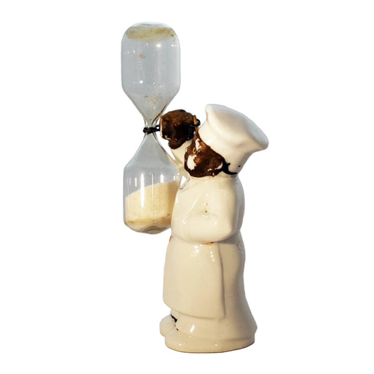 Rare Black Americana CERAMIC CHEF STANDING EGG TIMER Marked GERMANY Circa 1930s Side