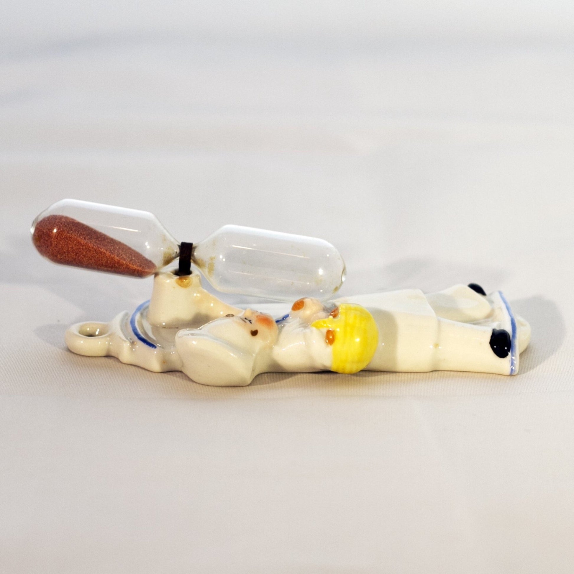 CERAMIC CHEF ON PLAQUE HANGING EGG TIMER Marked GERMANY Circa 1930s