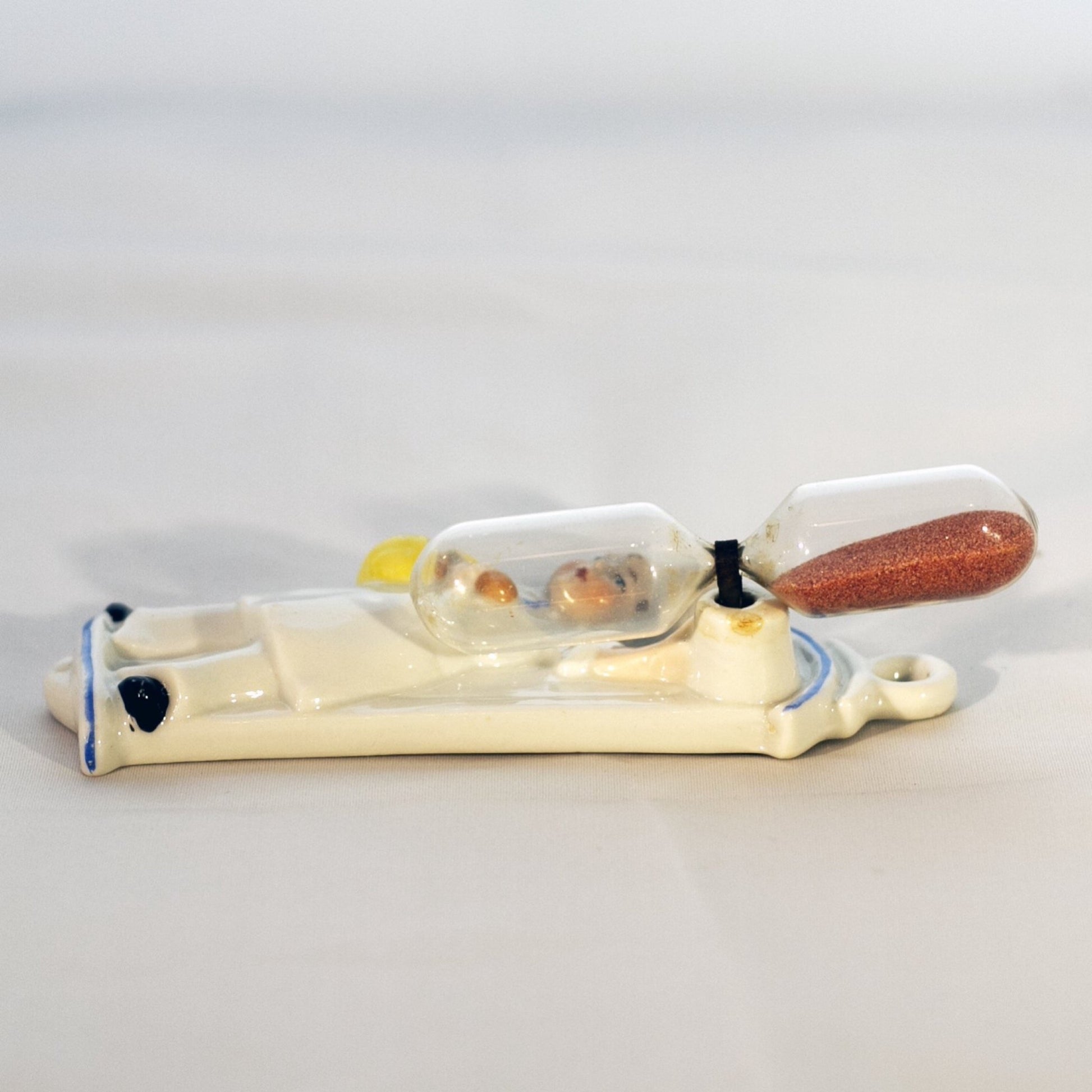 CERAMIC CHEF ON PLAQUE HANGING EGG TIMER Marked GERMANY Circa 1930s