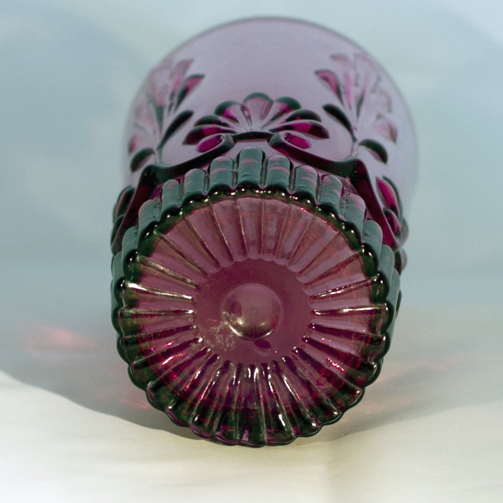 Vintage ADAMS PATTERN CRANBERRY GLASS Highball Glass by Pilgrim Glass Corporation