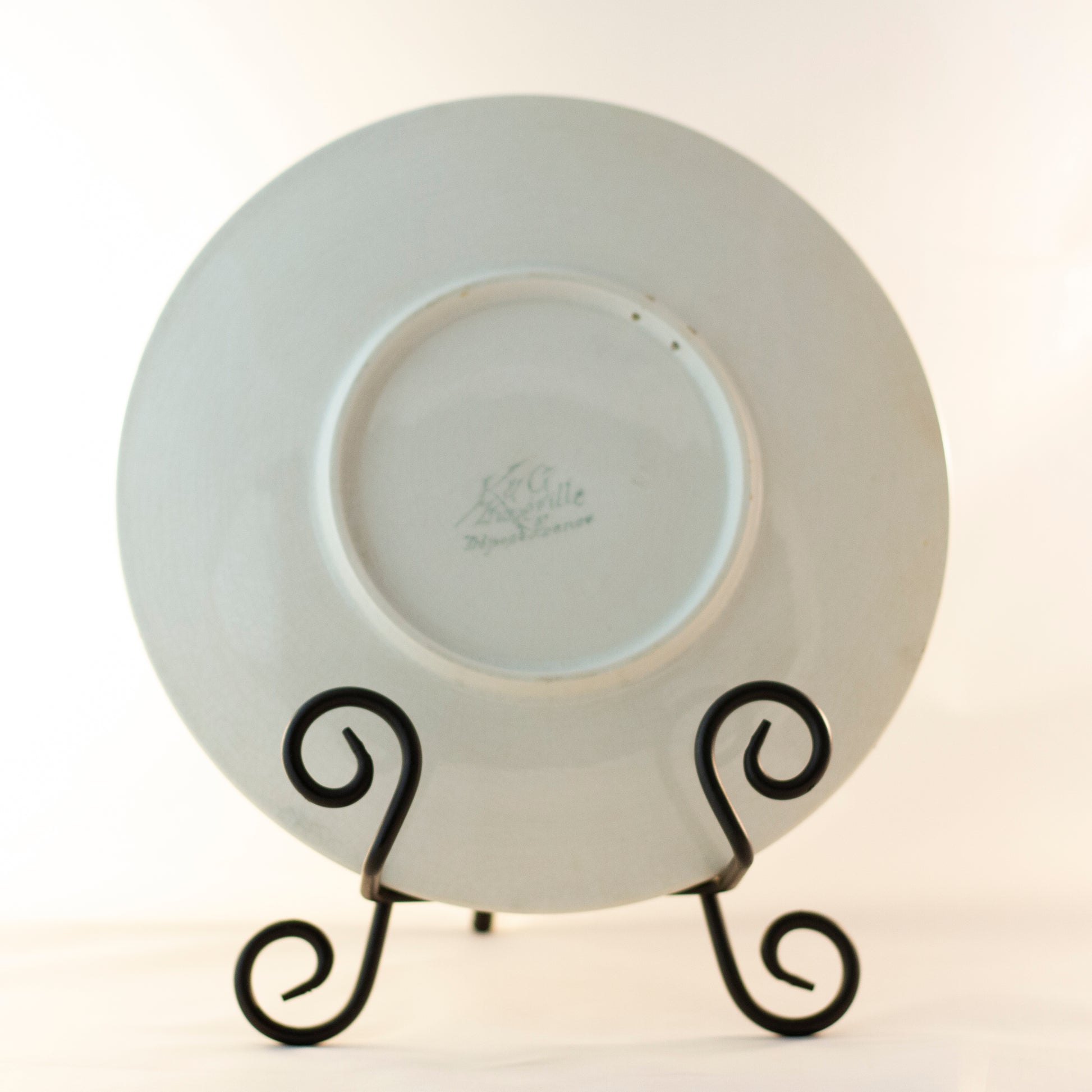 K & G LUNÉVILLE FRENCH FAIENCE PLATE HAND PAINTED PEACHES 8 ½” Signed Obert Circa 1900