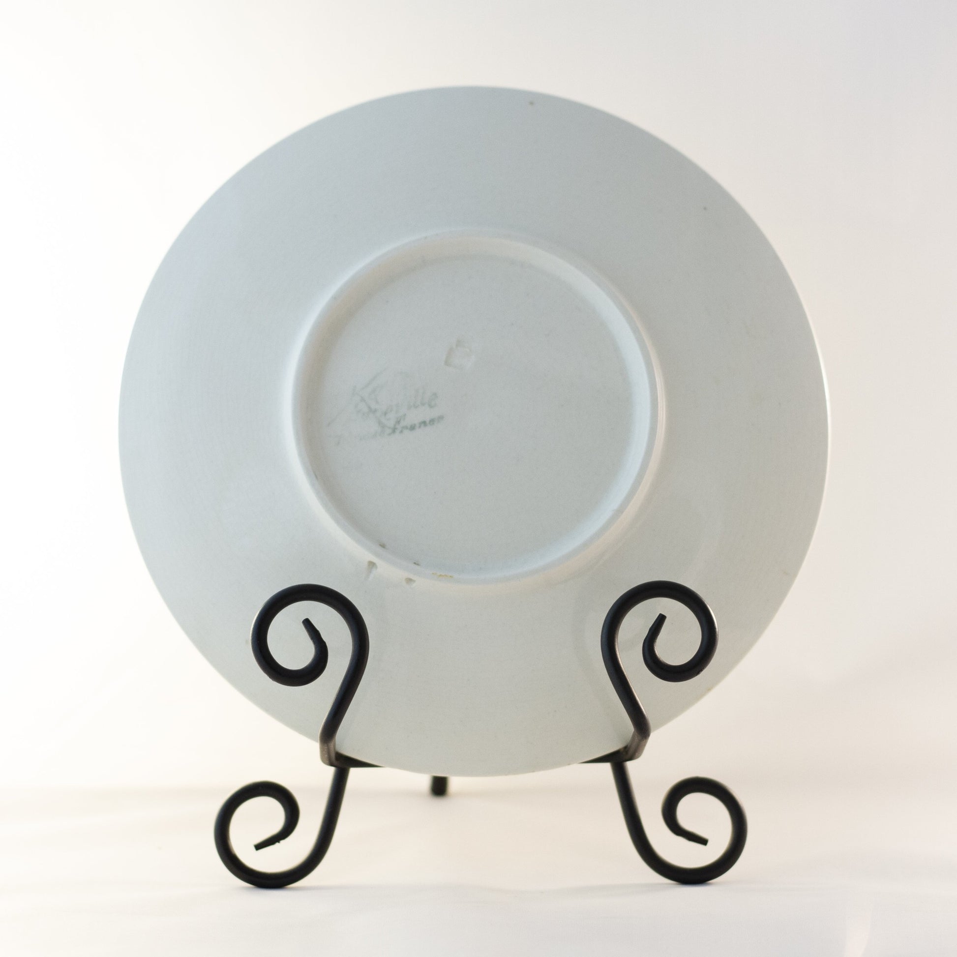 K & G LUNÉVILLE FRENCH FAIENCE PLATE HAND PAINTED PEACHES 8 ½” Signed Obert Circa 1900