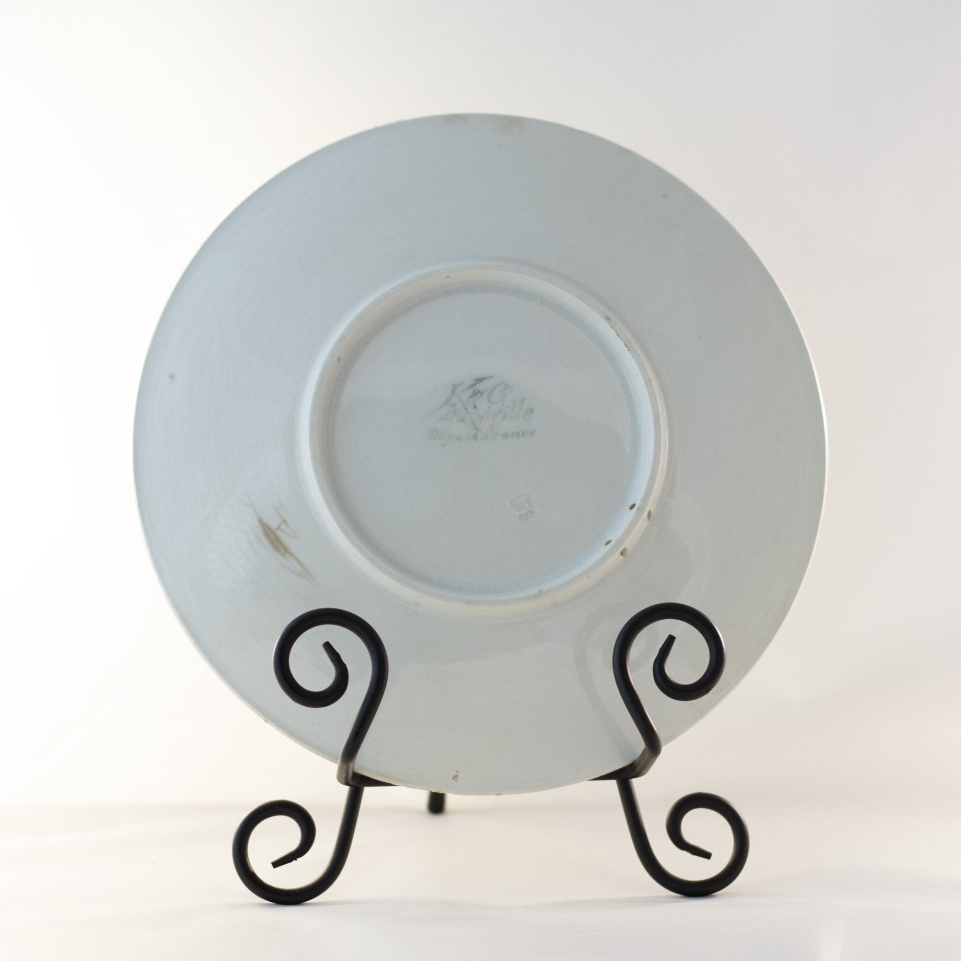 K & G LUNÉVILLE FRENCH FAIENCE PLATE HAND PAINTED APPLES 8 ½” Signed Obert Circa 1900