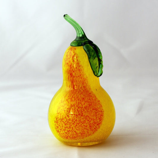 ART GLASS YELLOW PEAR RARE JOE ZIMMERMAN GLASS PAPERWEIGHT