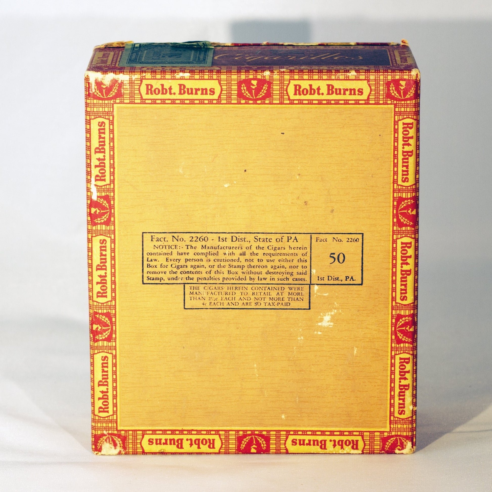 ROBERT BURNS 4¢ CIGAR BOX