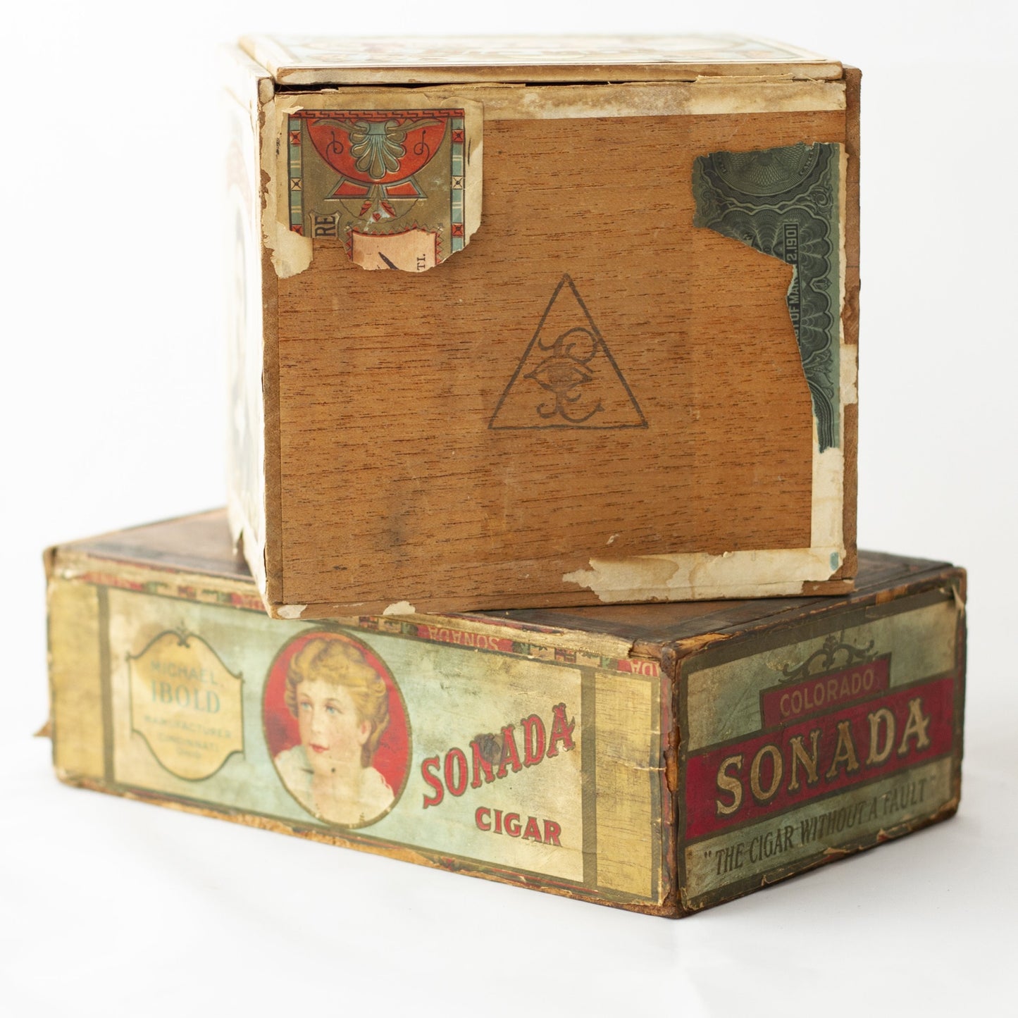 MICHAEL IBOLD & PETER IBOLD Antique Cigar Boxes with Lithograph Paper Labels