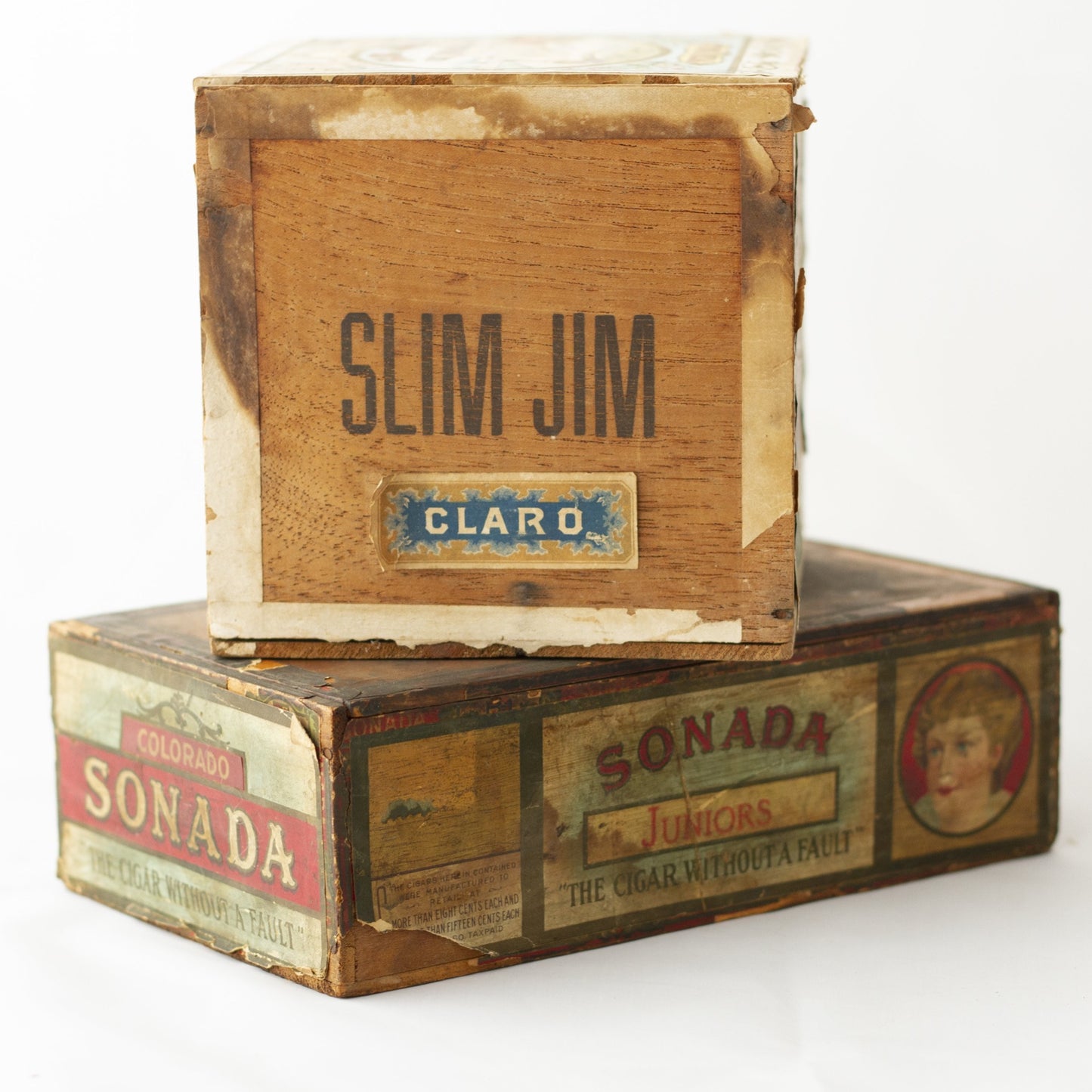 MICHAEL IBOLD & PETER IBOLD Antique Cigar Boxes with Lithograph Paper Labels