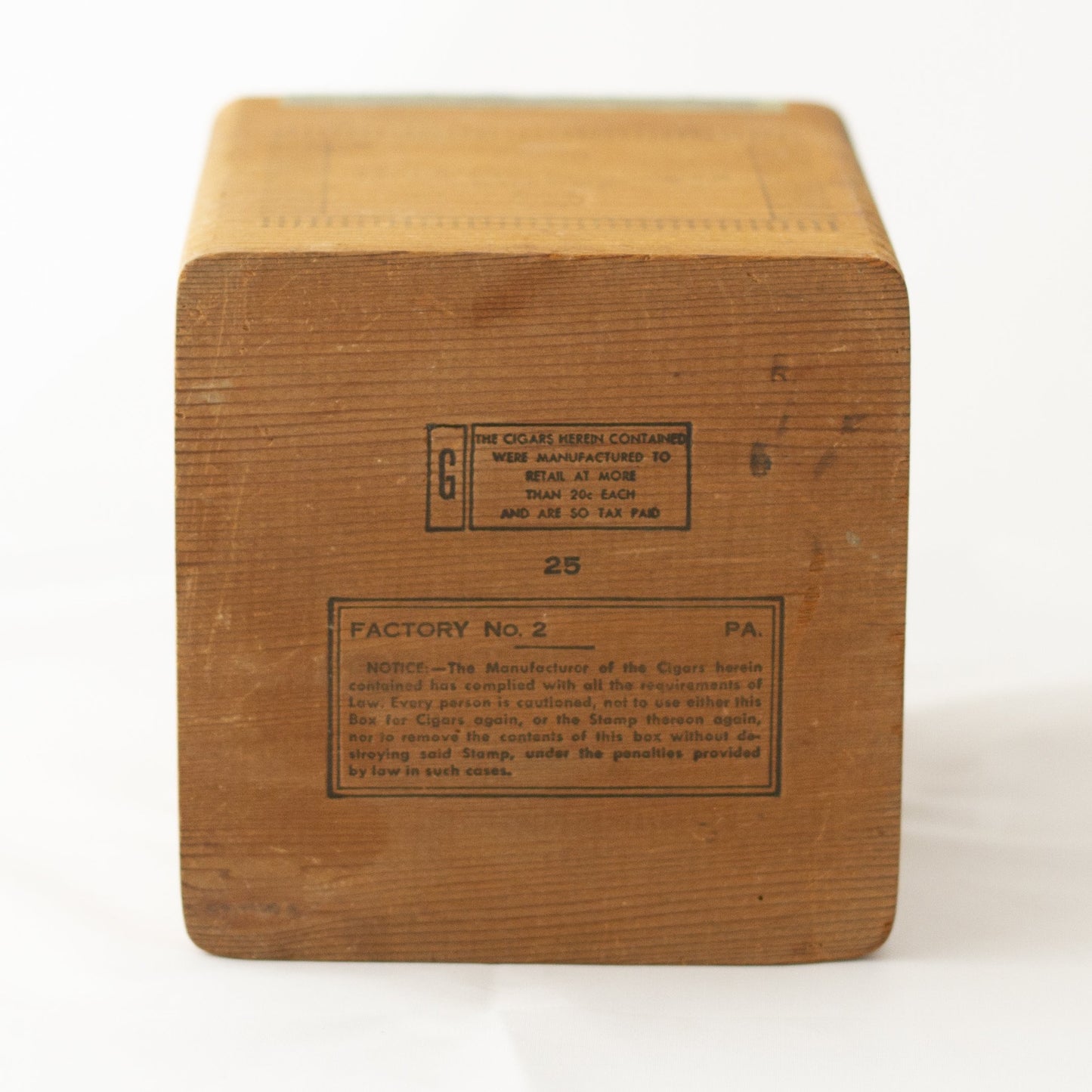 EL PRODUCTO QUEENS 25¢ WOOD CIGAR BOX WITH GLASS TUBES