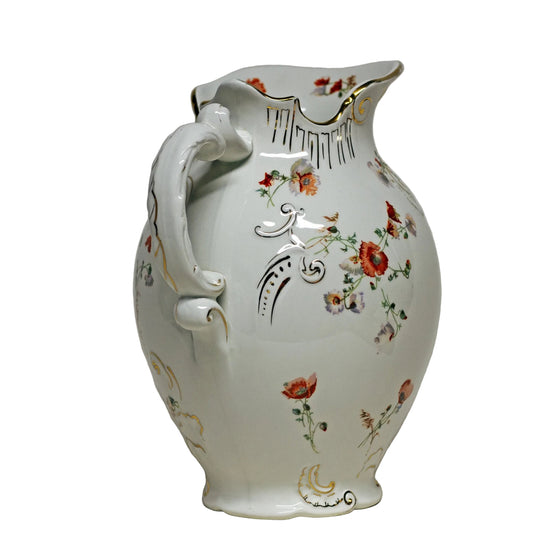 DOULTON BURSLEM Large Water Pitcher with Poppies and Gold Gilt Circa 1891 to 1902