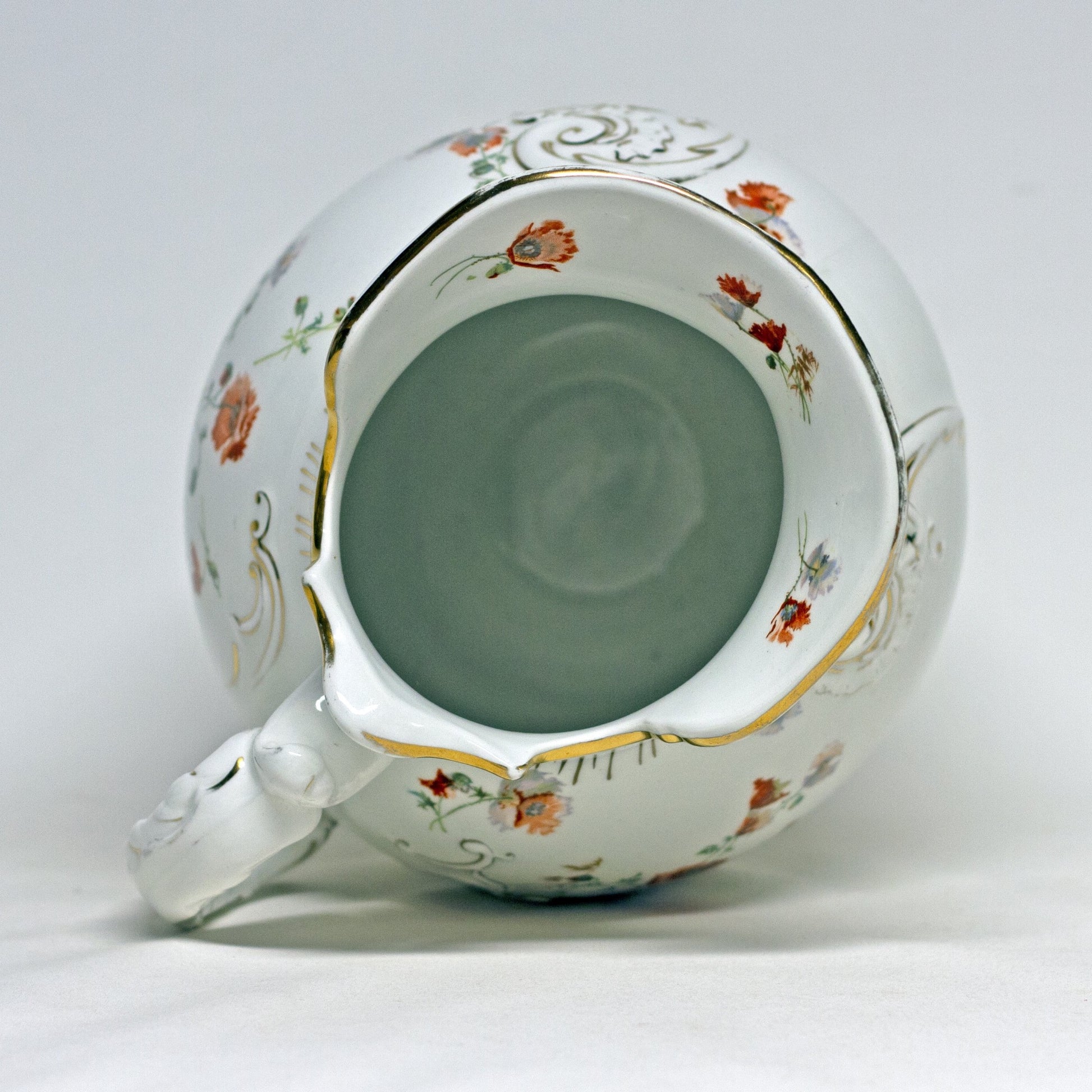 DOULTON BURSLEM Large Water Pitcher with Poppies and Gold Gilt Circa 1891 to 1902