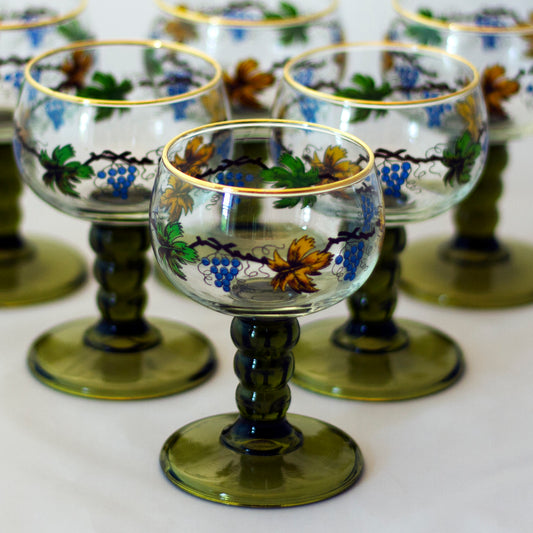 Vintage Römer Edelglas Wine Goblets Set of 6 Hand-Painted