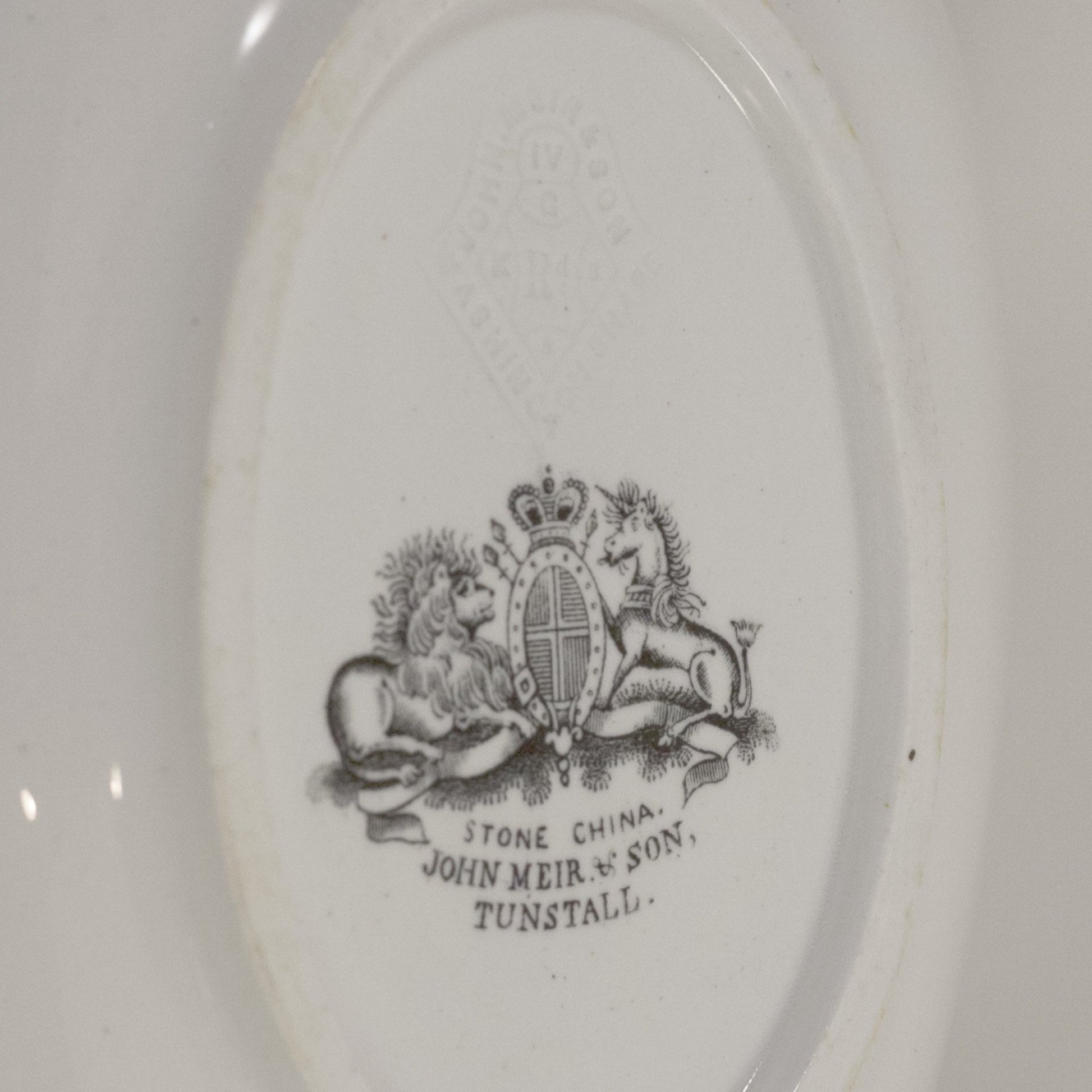 Antique JOHN MEIR & SON Washington Shape Ironstone Sauce Tureen with Ladle & Underplate Circa 1863 Mark