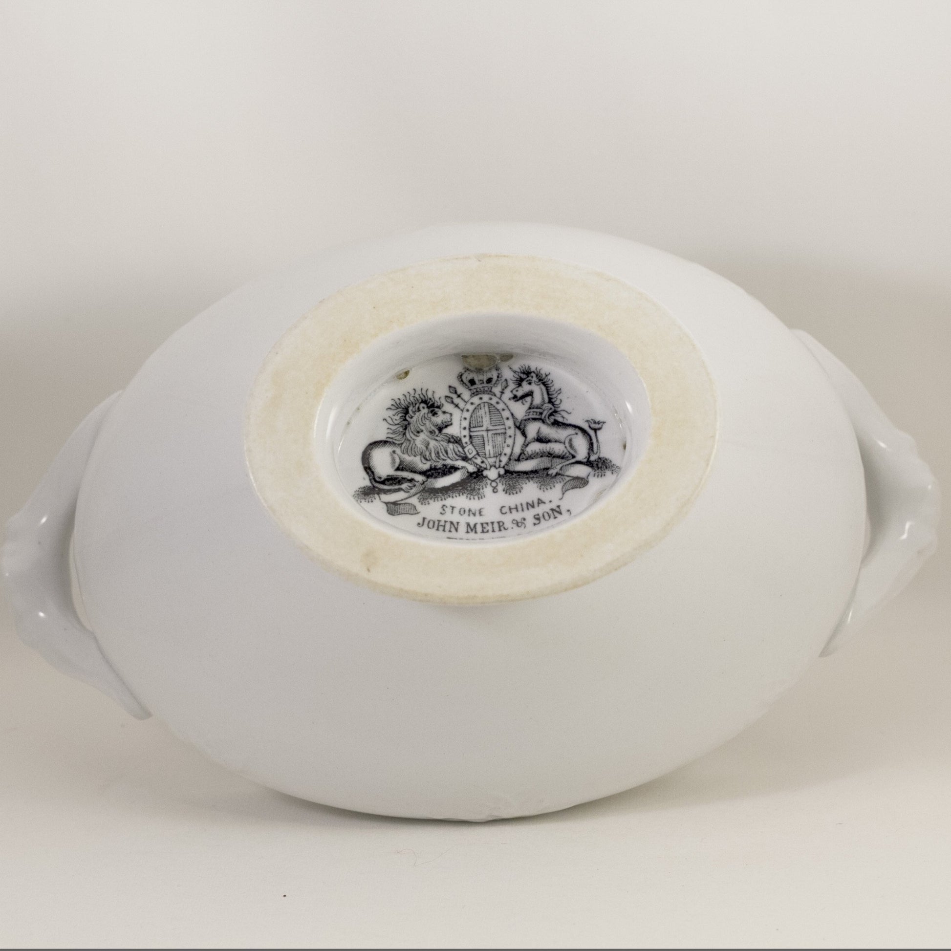 Antique JOHN MEIR & SON Washington Shape Ironstone Sauce Tureen with Ladle & Underplate Circa 1863 (4)