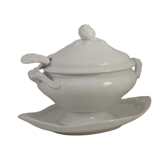 Antique JOHN MEIR & SON Washington Shape Ironstone Sauce Tureen with Ladle & Underplate Circa 1863 (2)