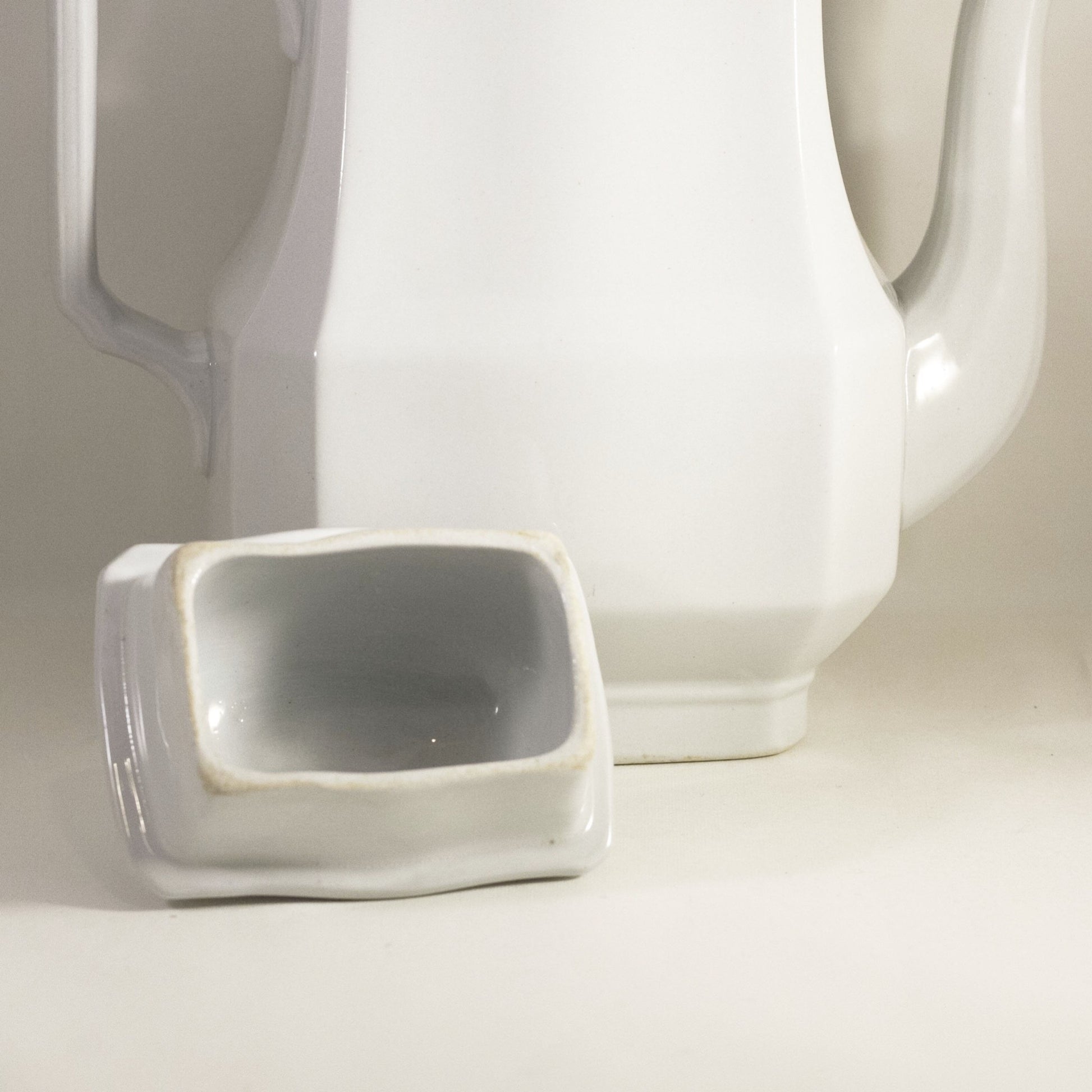 CLASSIC BLOCK OPTIC Ironstone Teapot by J & G Meakin Circa 1890 (6)