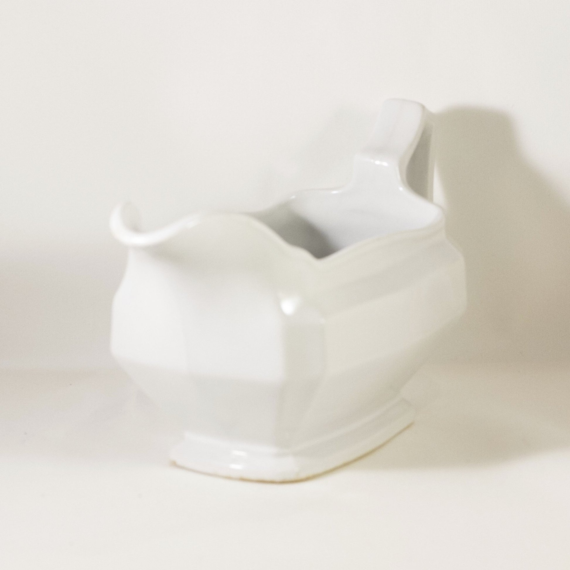 CLASSIC BLOCK OPTIC Antique Ironstone Sauce Boat by J & G Meakin Circa 1890 (2)