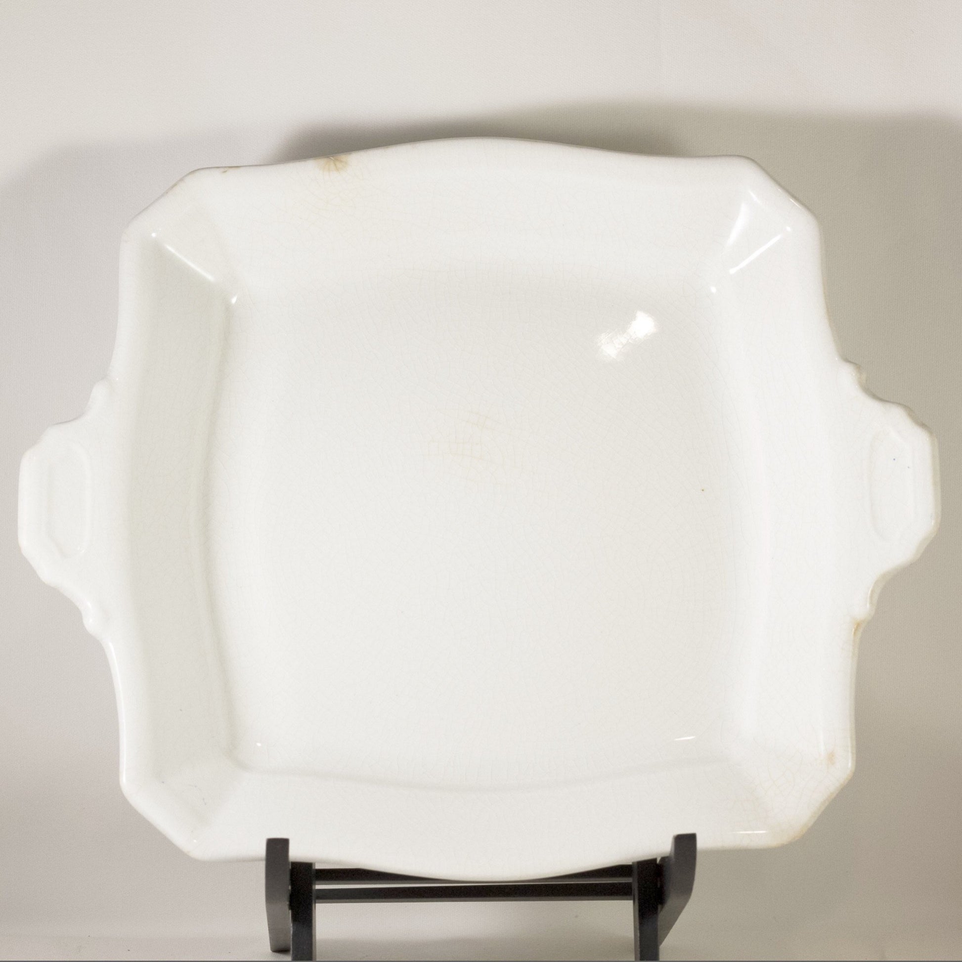 CLASSIC BLOCK OPTIC by J & G Meakin Antique Ironstone Square Covered Dish with Underplate Circa 1890 (5)