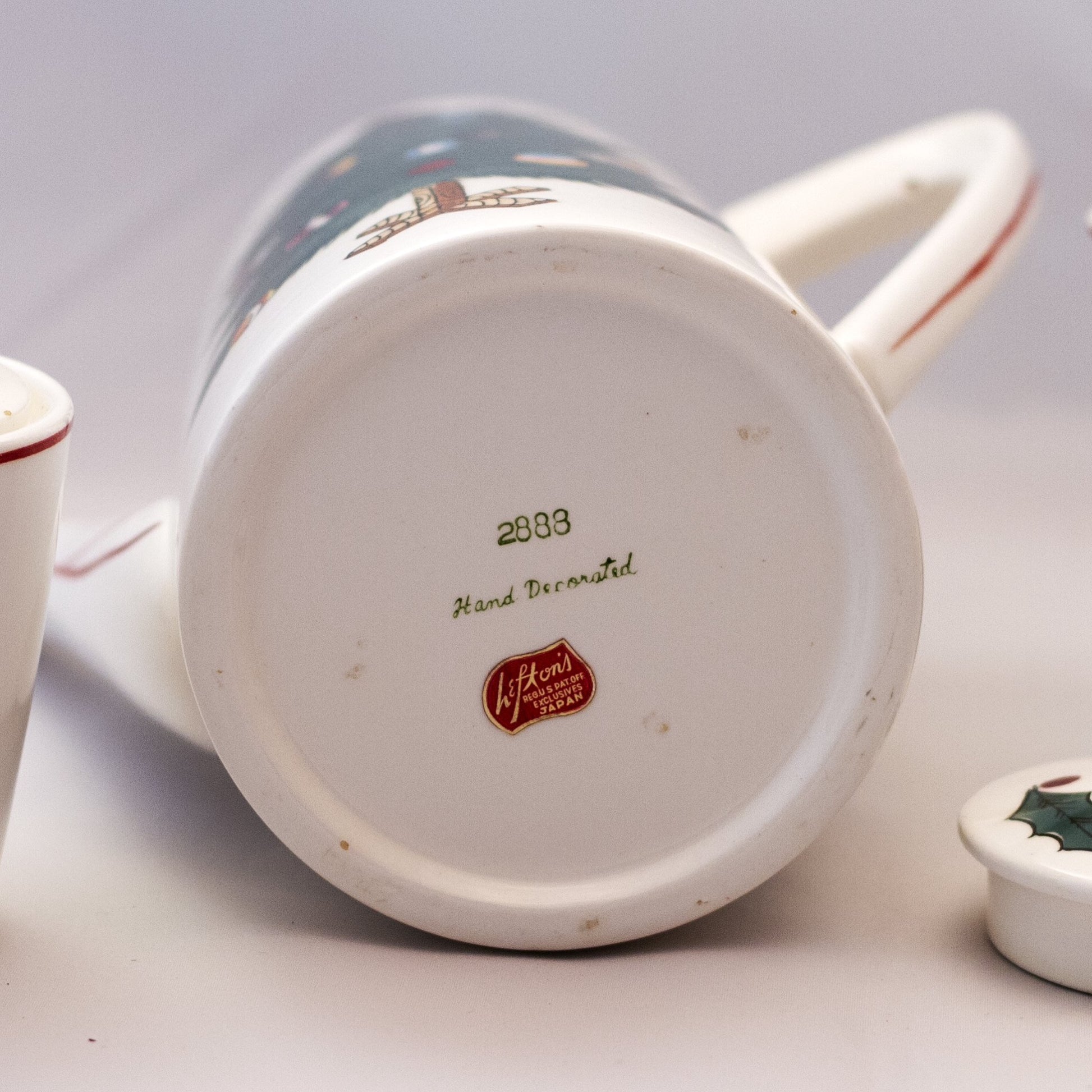 LEFTON'S CHRISTMAS TREE COFFEE SET Hand Painted Marked Japan 2887 & 2888
