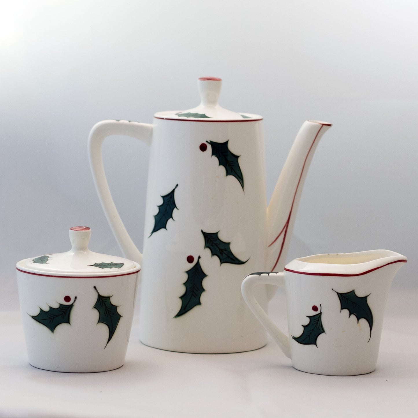 LEFTON'S CHRISTMAS TREE COFFEE SET Hand Painted Marked Japan 2887 & 2888