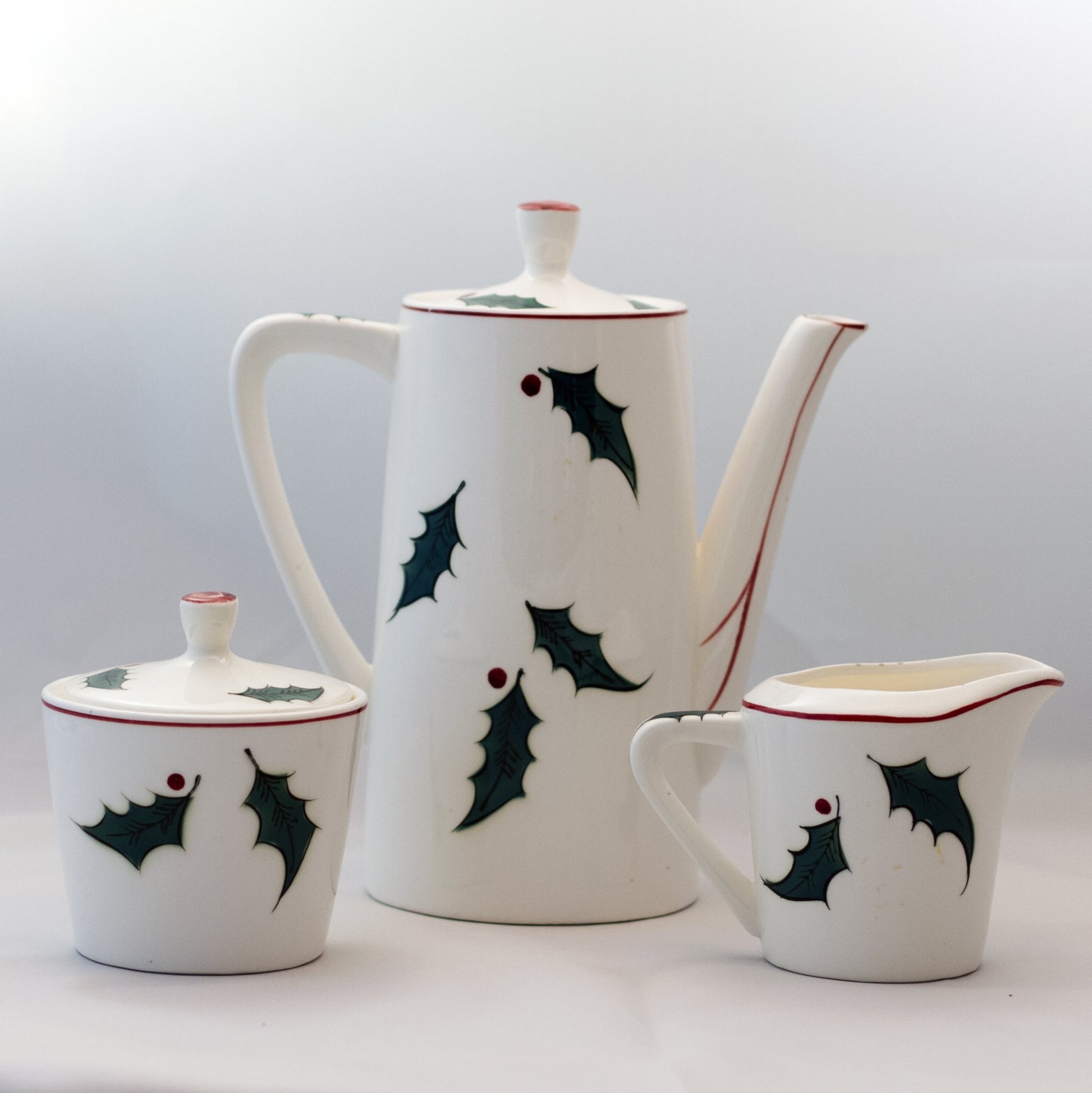 LEFTON'S CHRISTMAS TREE COFFEE SET Hand Painted Marked Japan 2887 & 2888