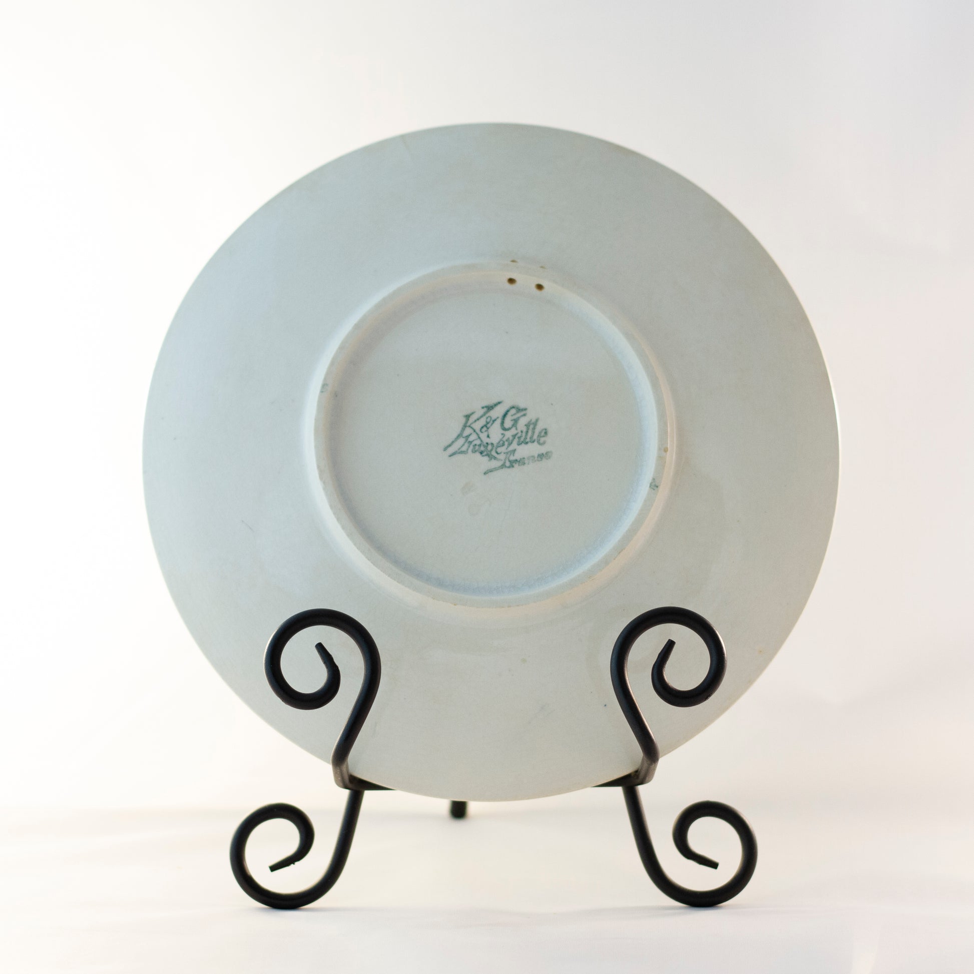 K & G LUNÉVILLE FRENCH FAIENCE PLATE HAND PAINTED APRICOTS 8 ½” Signed Obert Circa 1900