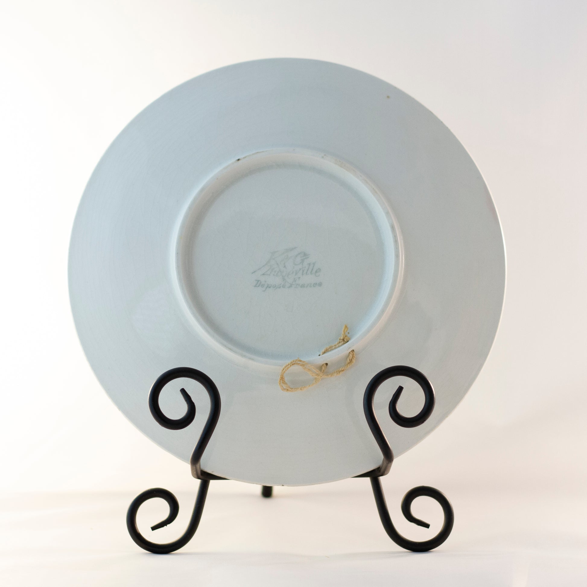 K & G LUNÉVILLE FRENCH FAIENCE PLATE HAND PAINTED APPLES 8 ½” Signed Obert Circa 1900