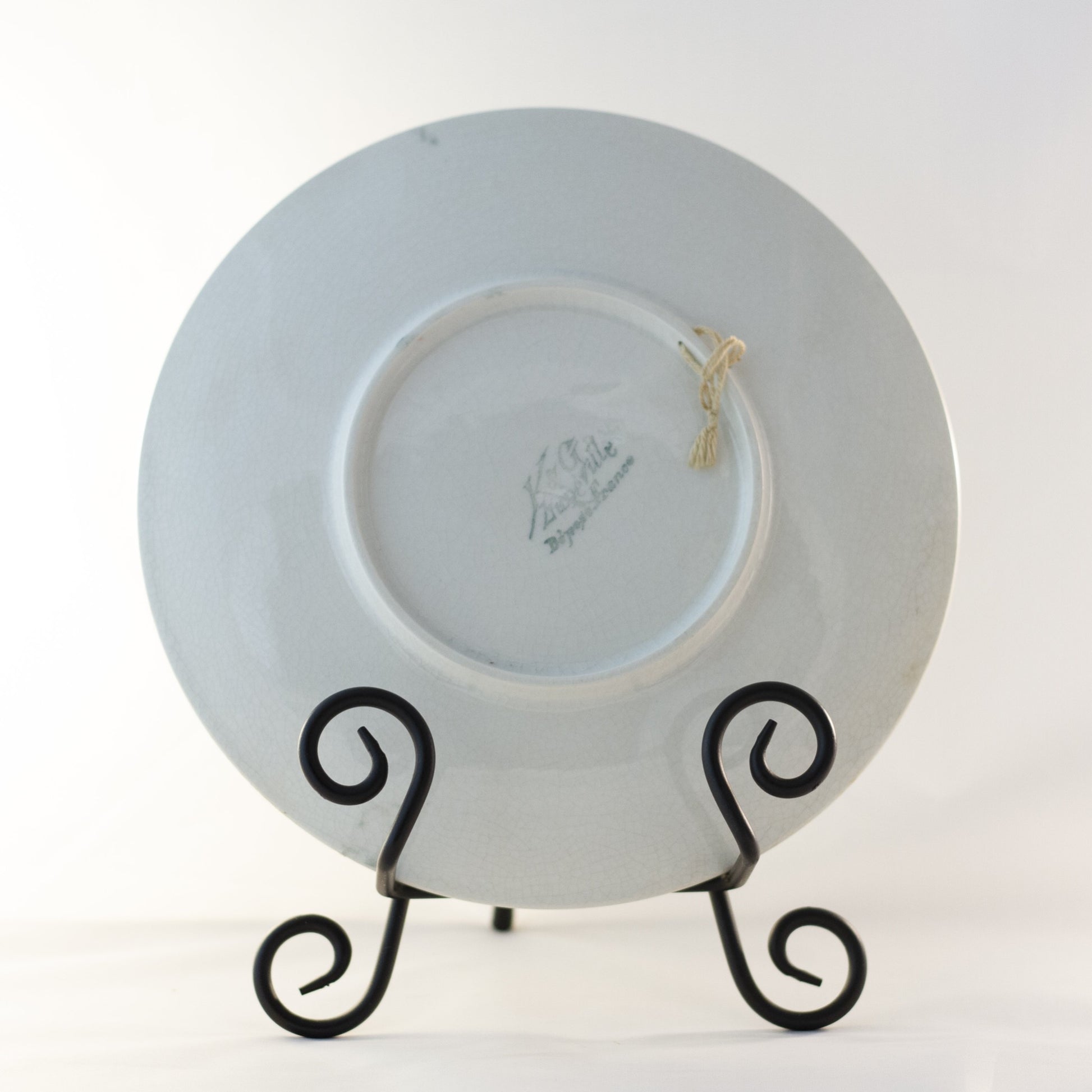 K & G LUNÉVILLE FRENCH FAIENCE PLATE HAND PAINTED APPLES 8 ½” Signed Obert Circa 1900