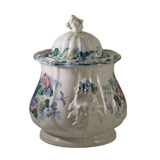 JACOB FURNIVAL IRONSTONE Covered Sugar Bowl or Utility Jar Circa 1850