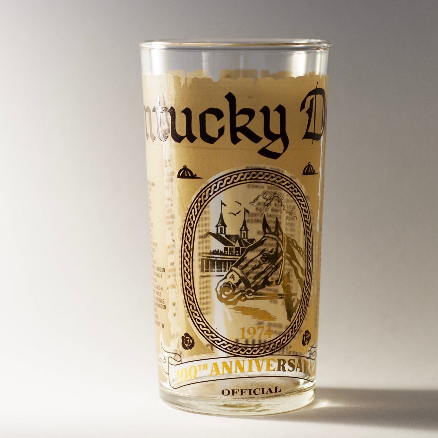 1974 Kentucky Derby Glass #100 with Canonero II