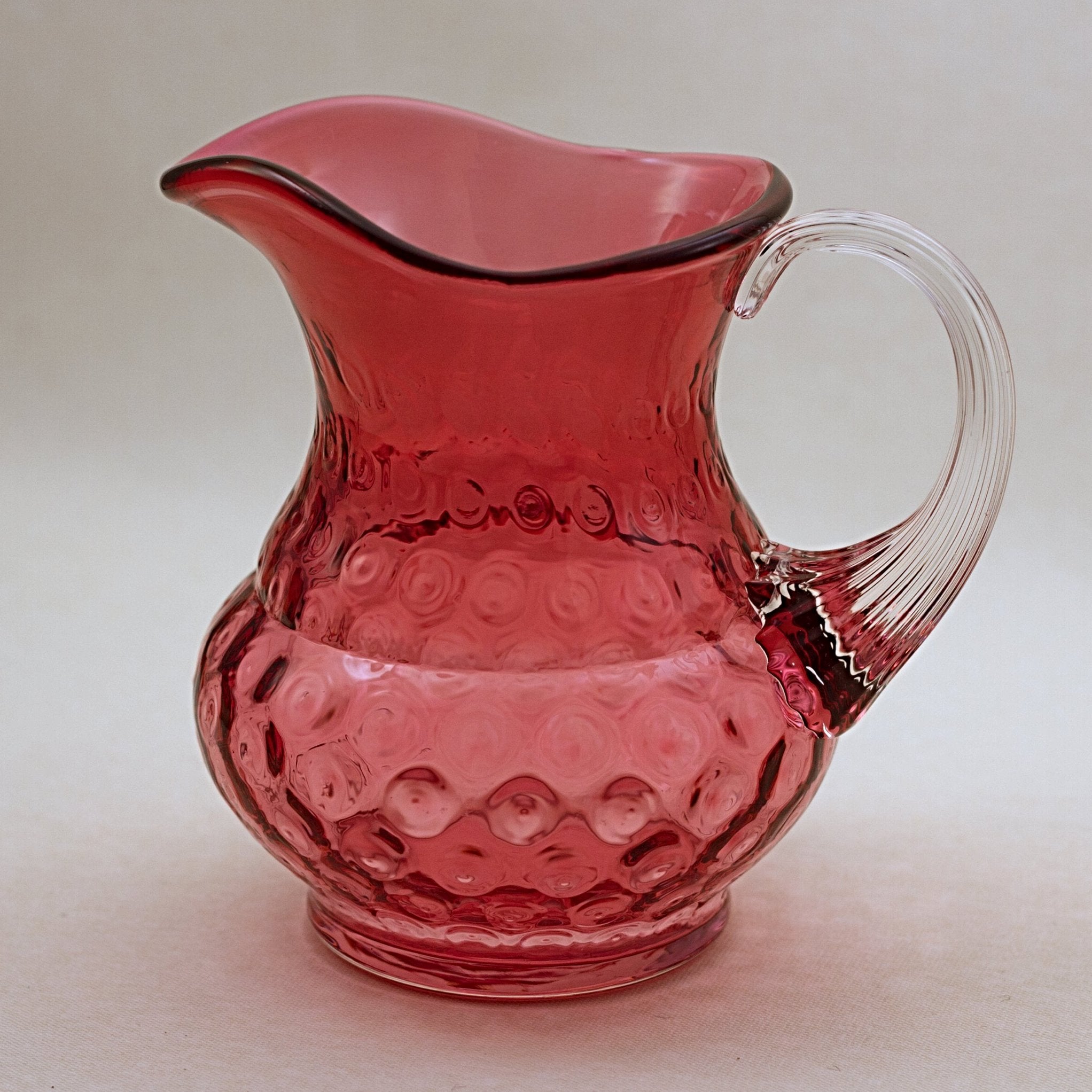 FENTON ART GLASS - Cranberry Creamer Pitcher - Diamond Optic