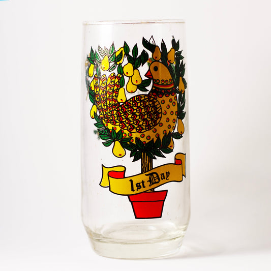 Whimsical 1st Day of the TWELVE DAYS OF CHRISTMAS Glass