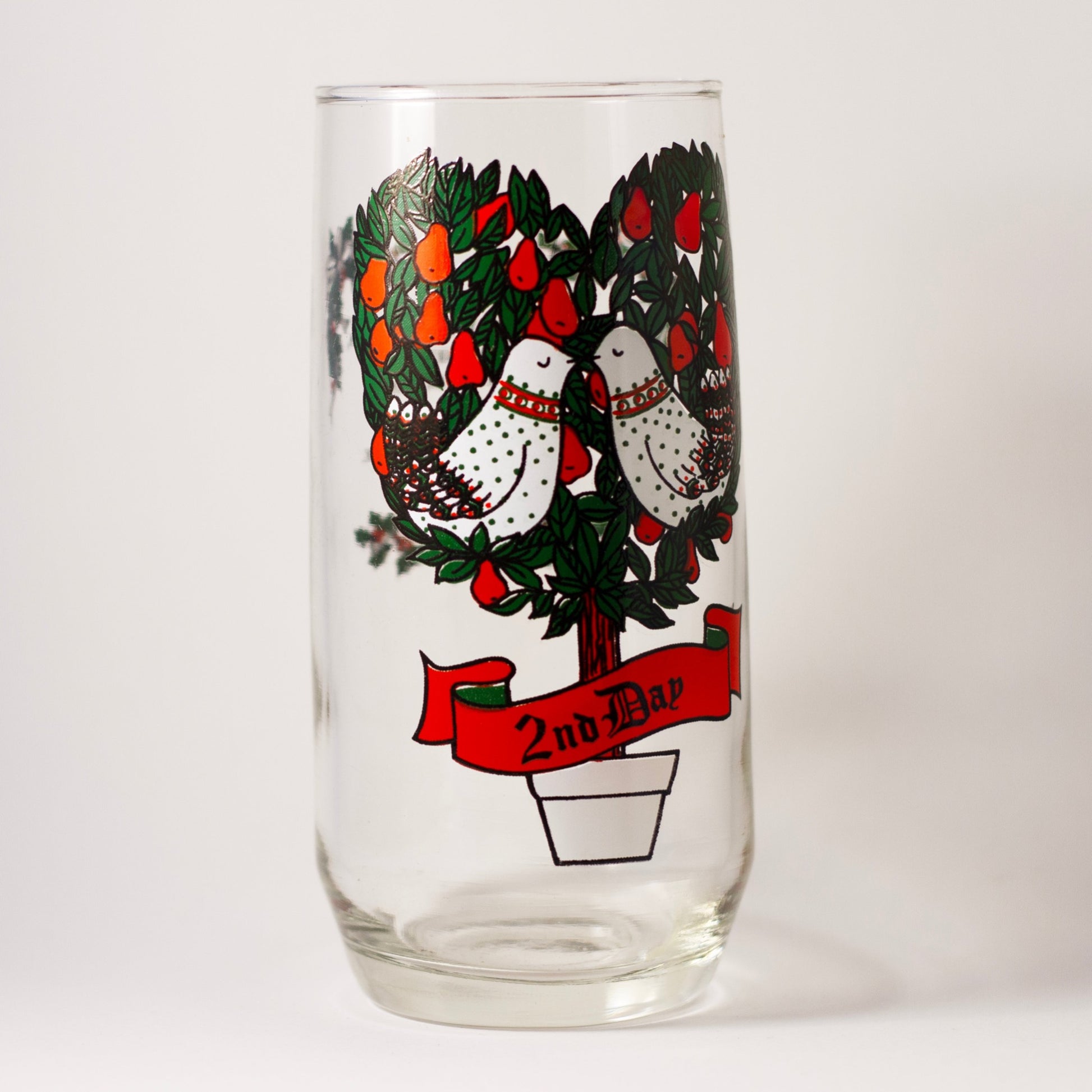 Whimsical 2nd Day of the TWELVE DAYS OF CHRISTMAS Glass 