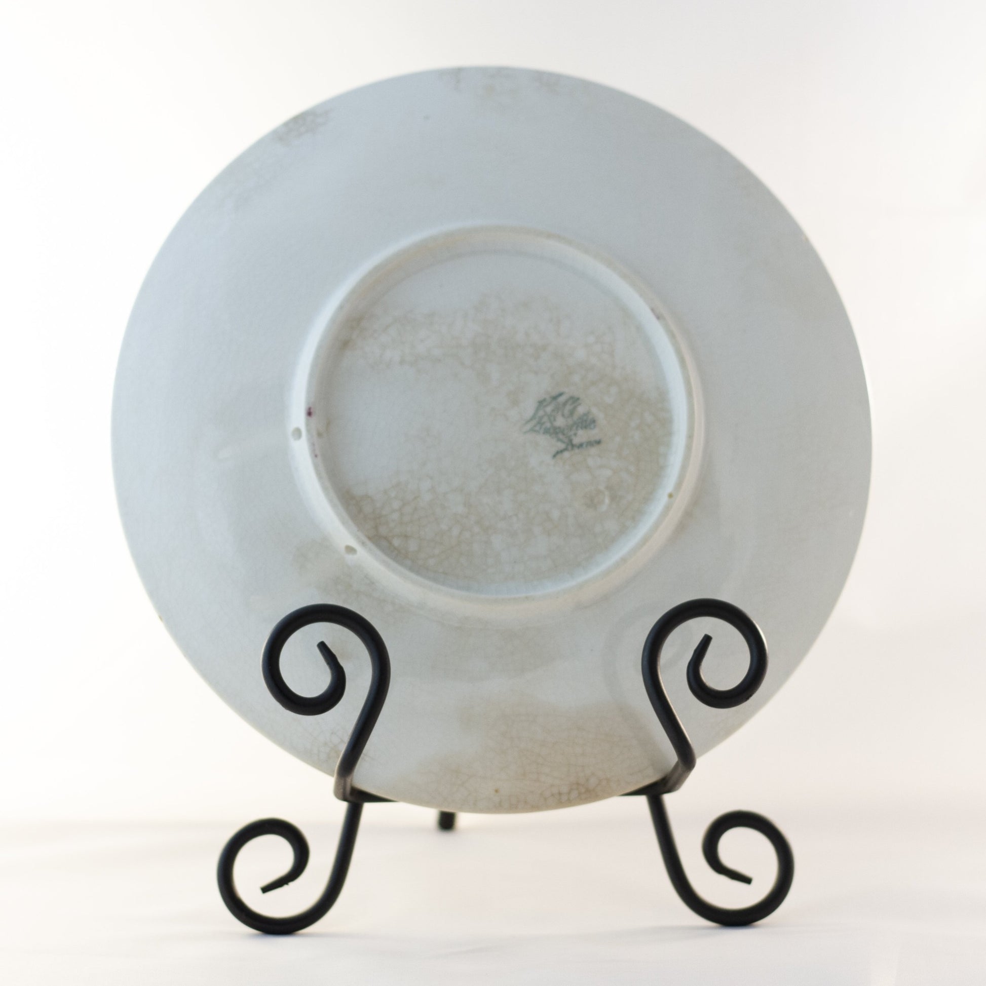 K & G LUNÉVILLE FRENCH FAIENCE PLATE HAND PAINTED GRAPES 8 ½” Signed Obert Circa 1900