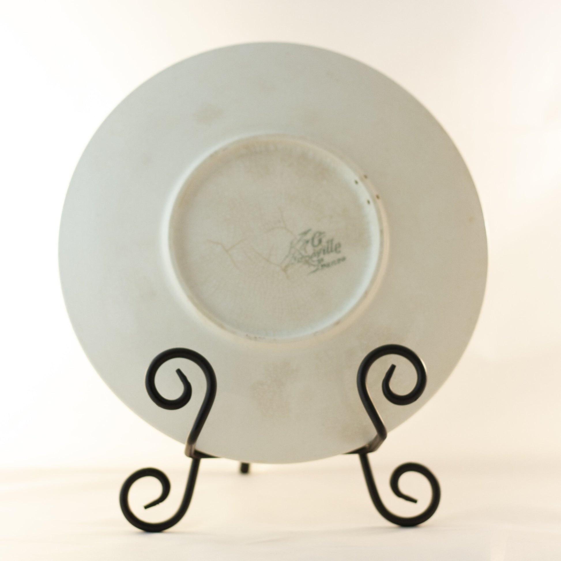 K & G LUNÉVILLE FRENCH FAIENCE PLATE HAND PAINTED APPLES 8 ½” Signed Obert Circa 1900