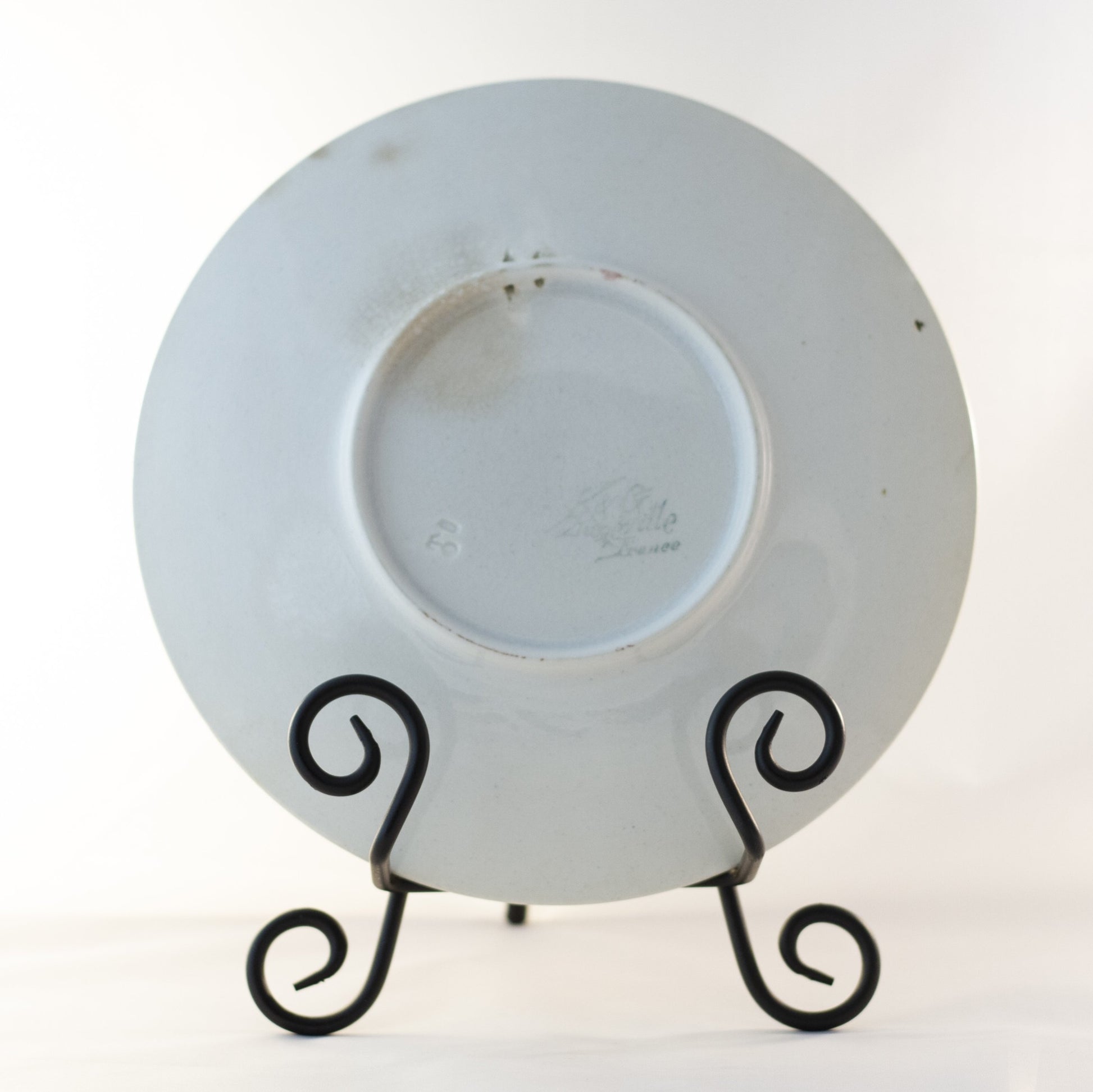 K & G LUNEVILLE FRENCH FAIENCE PLATE HAND PAINTED ORANGES Signed Obert Circa 1900