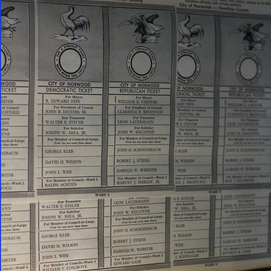 Hamilton County Ohio BOARD OF ELECTIONS Sample BALLOT SCRAPBOOKS Set of Two (2) Compiled by Joseph H. Hudepohl