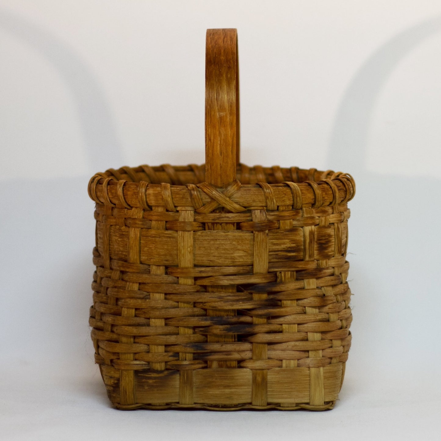 Handmade WOOD SPLINT WOVEN BASKET Marked 1992