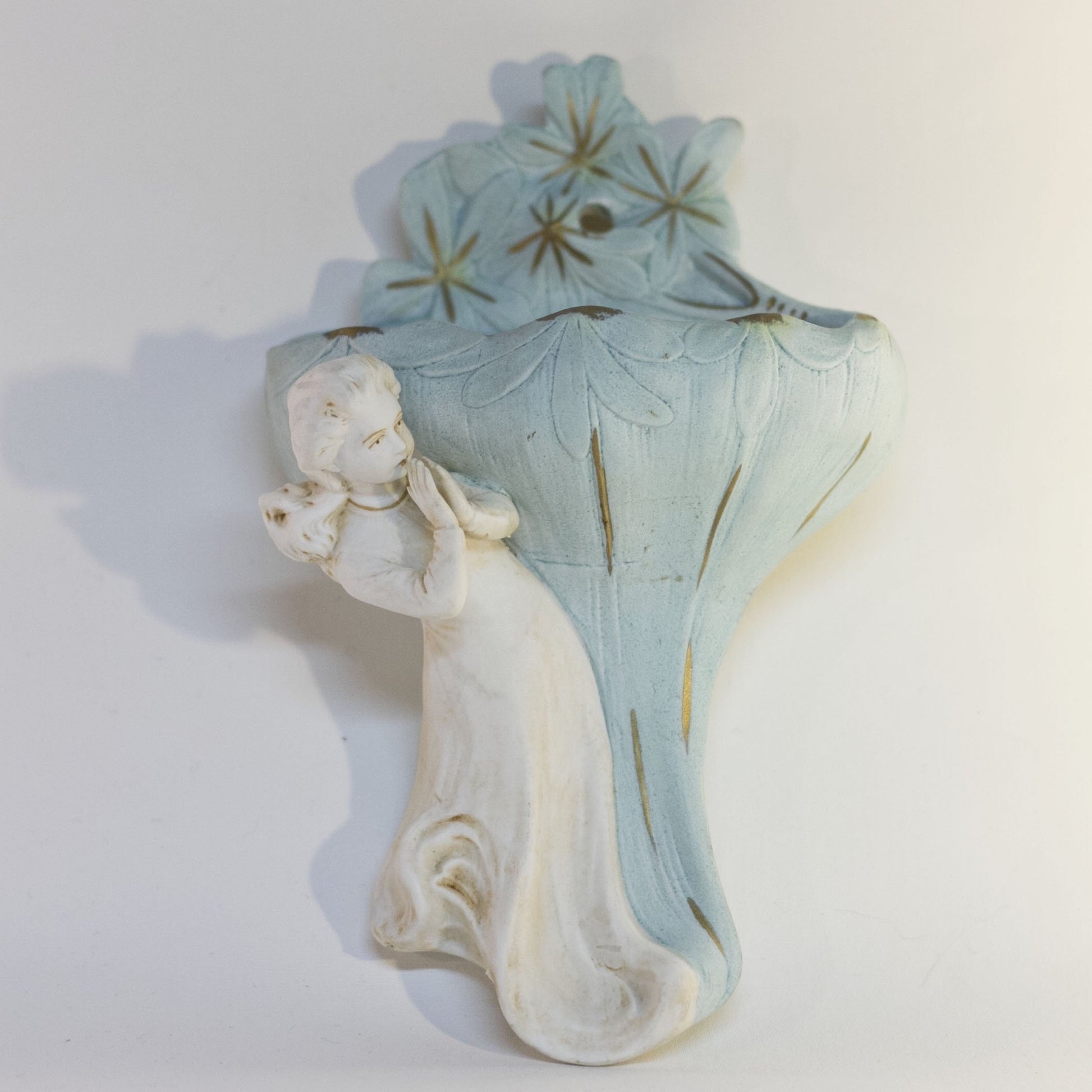 HOLY WATER FONT Depicting PRAYING GIRL Hand-Glazed
