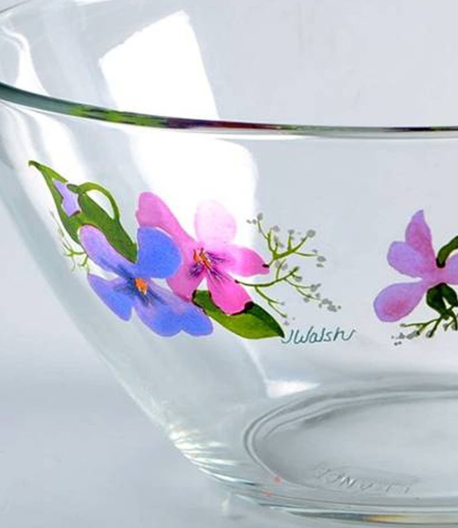 WILD VIOLETS COLLECTION By Avon Hand Painted Small Fruit Bowl Made in France 22K Gold Image 2