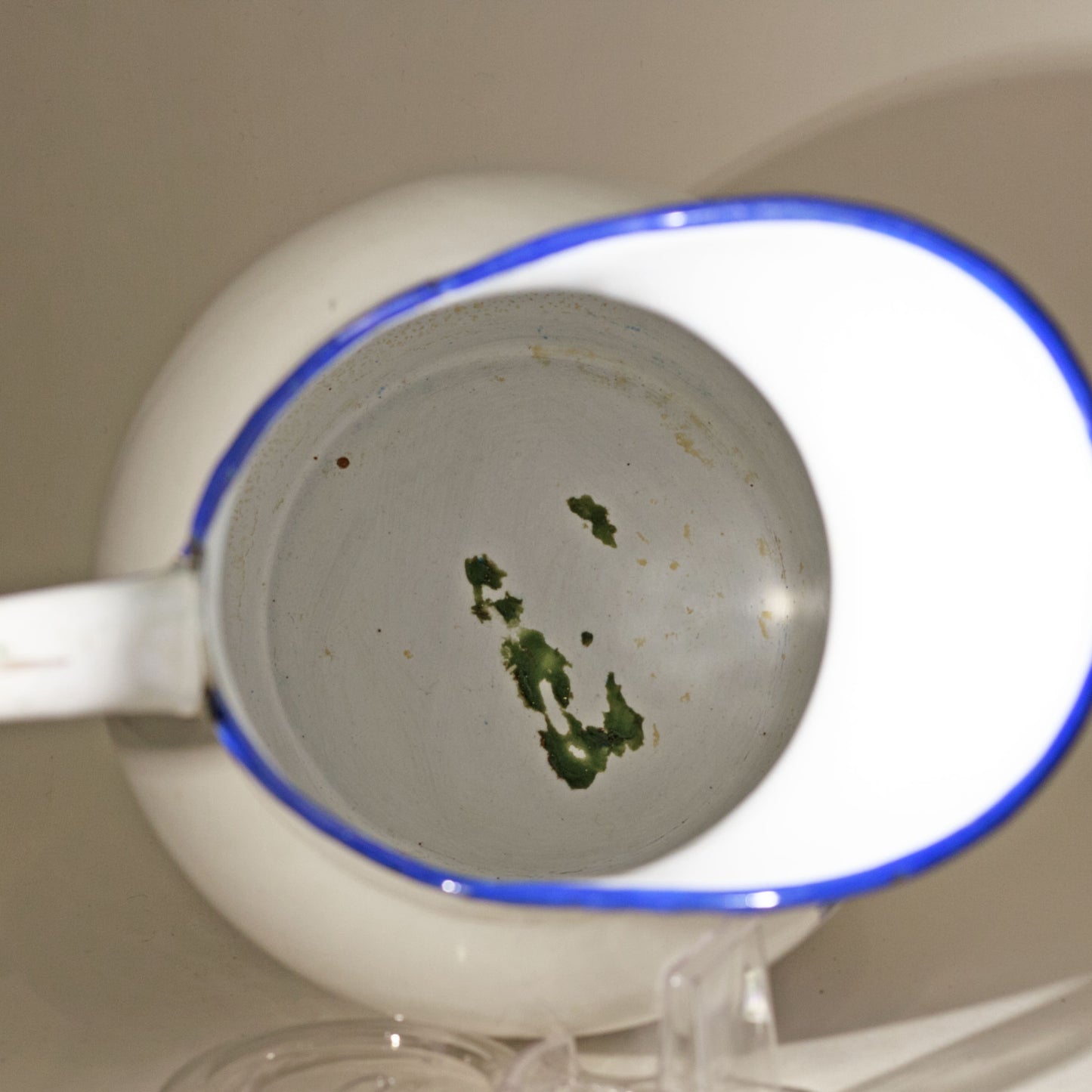 ENAMEL WARE DECORATED BOWL AND PITCHER SET by Gebrüder Baumann Circa 1885 Marked with Rampant Lion Holding Tankard with B