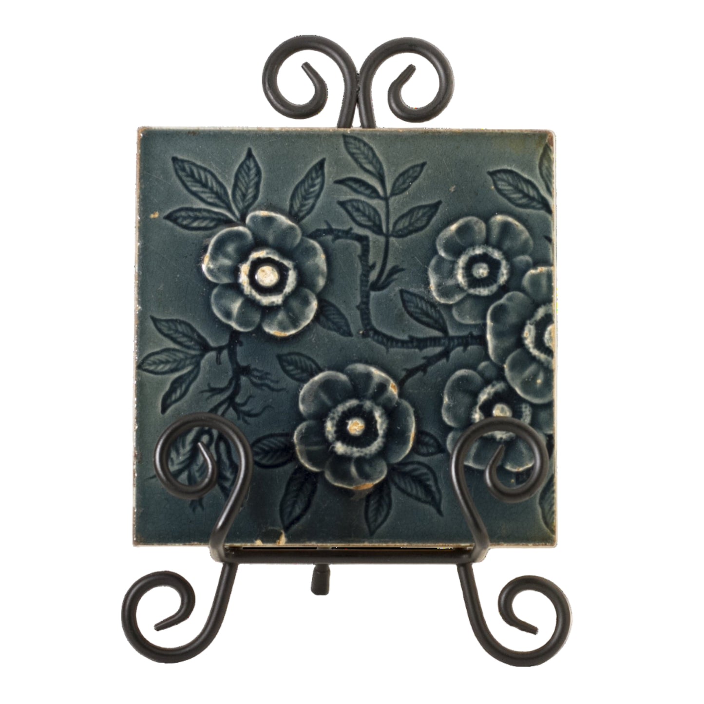Antique MAW & COMPANY BROSELEY Raised Relief Decorative Tile Circa 1860 (1)