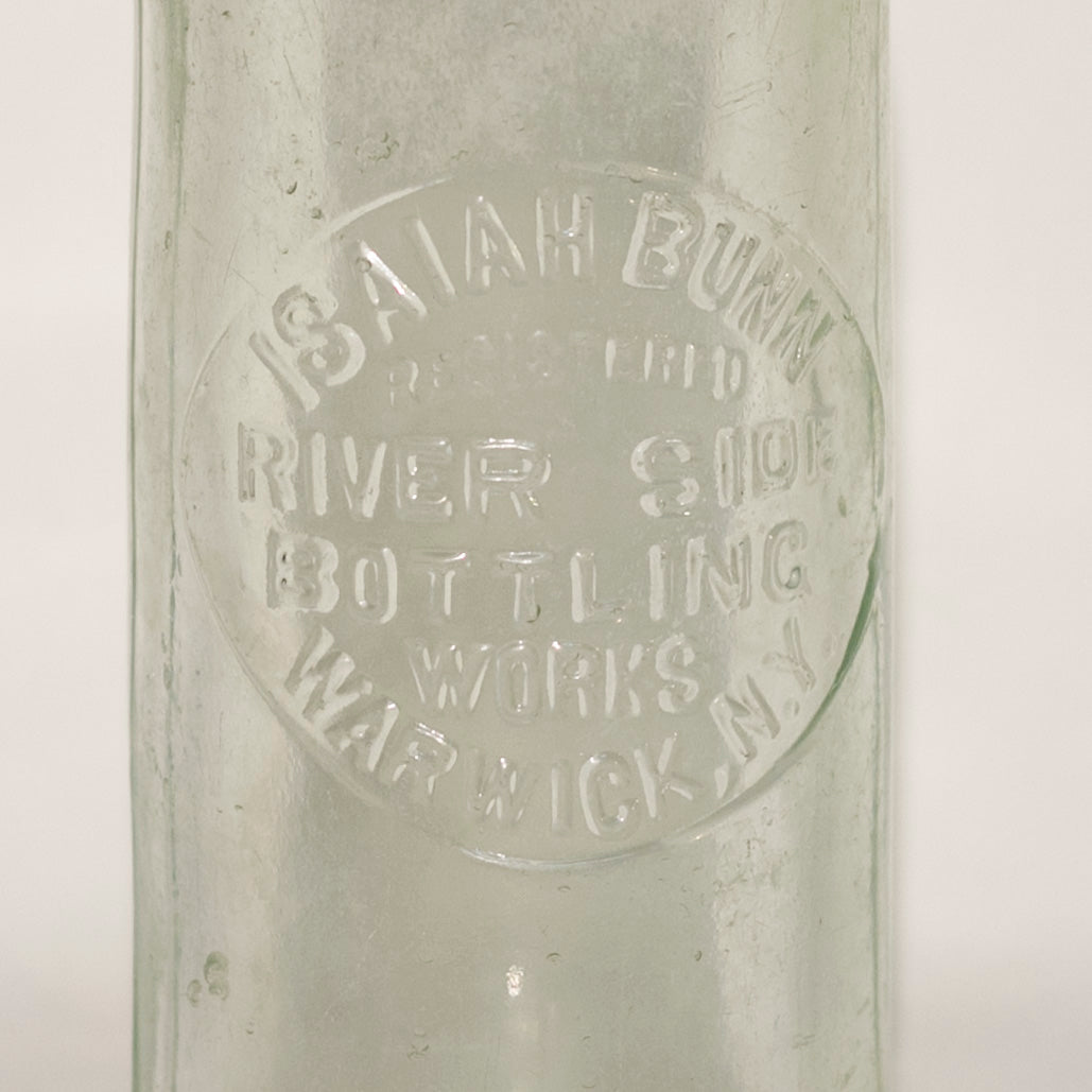 ISAIAH BUNN RIVERSIDE BOTTLING WORKS Warwick, NY Rare Hutchinson Bottle with Spelling Error Circa 1888 - 1893
