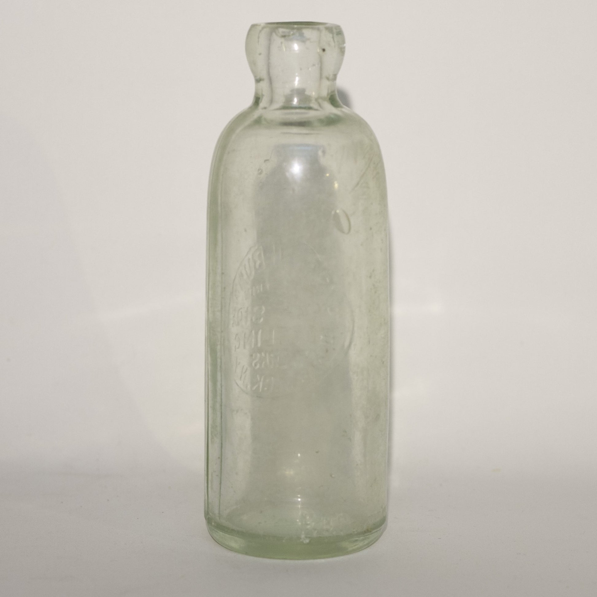 ISAIAH BUNN RIVERSIDE BOTTLING WORKS Warwick, NY Rare Hutchinson Bottle with Spelling Error Circa 1888 - 1893