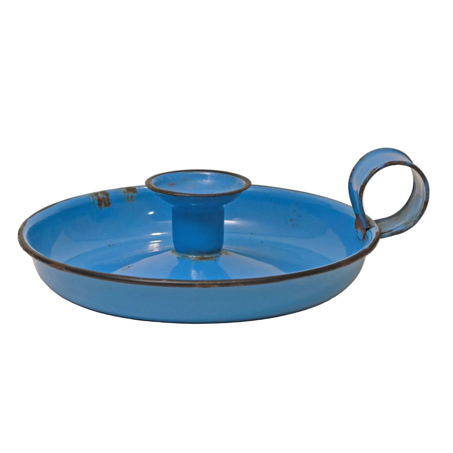 ENAMEL WARE CANDLE HOLDER Gorgeous Robin Egg Blue Circa Late 19th to Early 19th Century