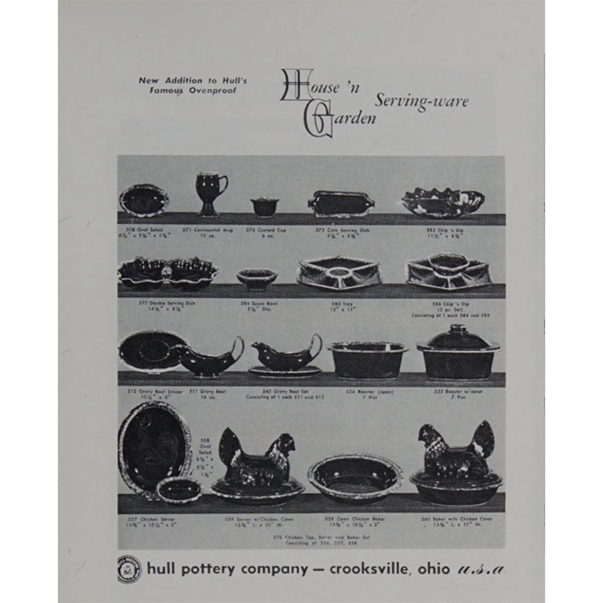 CHICKEN SERVER WITH COVER Hull House 'n Garden Mirror Brown "Drip" Circa Late 1960s to 1986 Advertisement