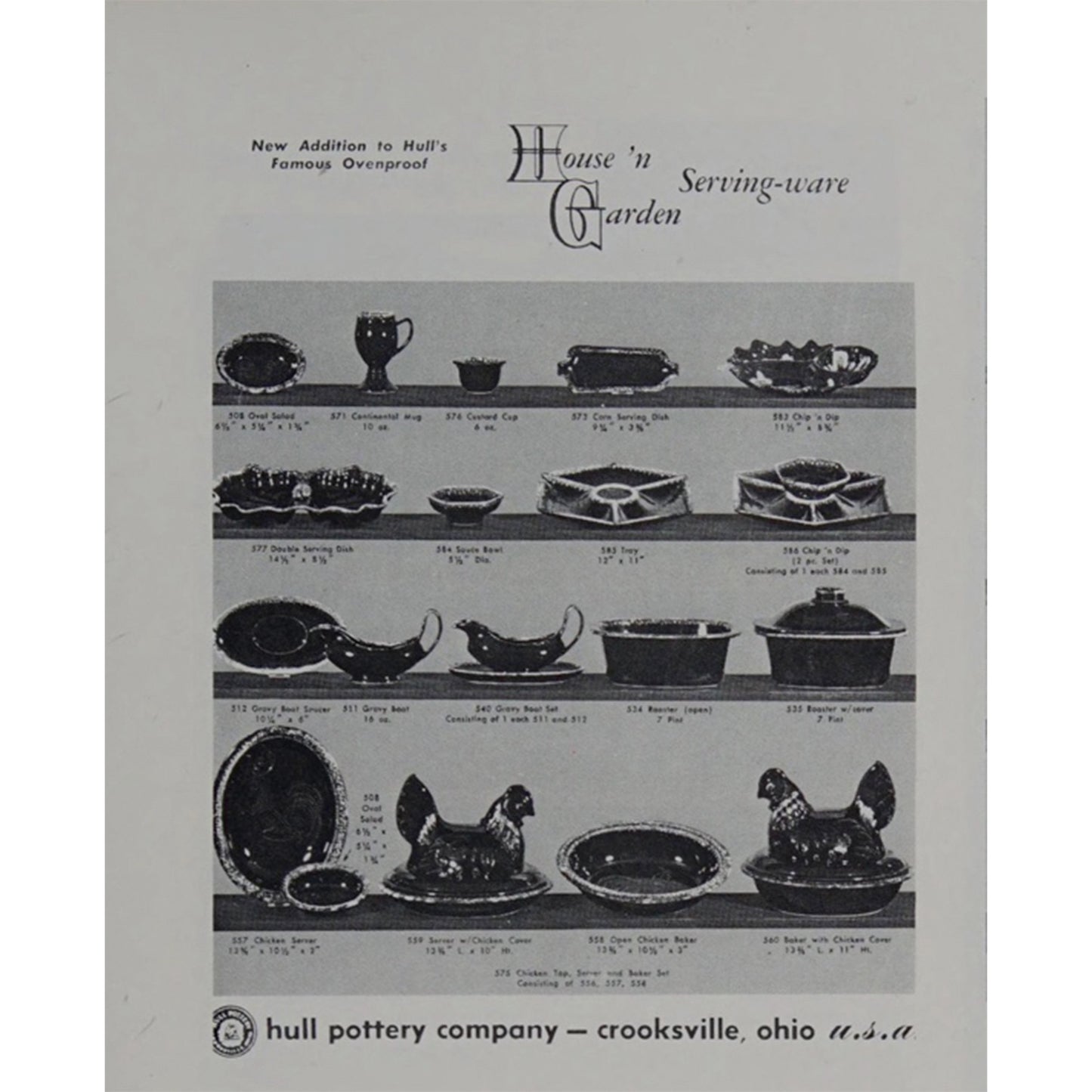 CHICKEN SERVER WITH COVER Hull House 'n Garden Mirror Brown "Drip" Circa Late 1960s to 1986 Advertisement