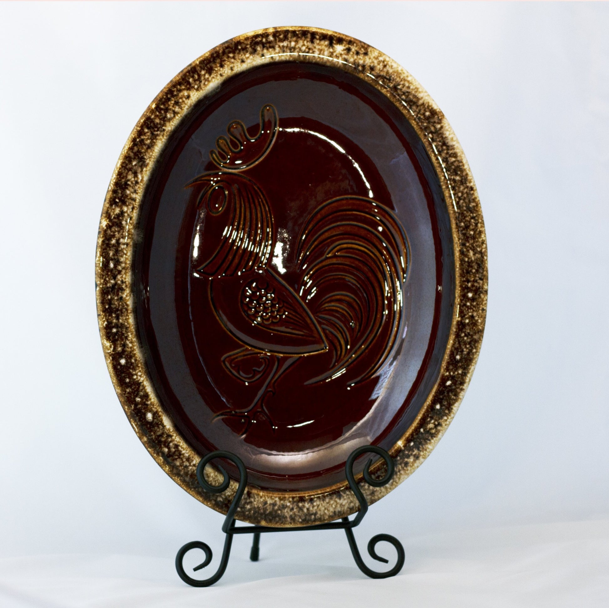 CHICKEN SERVER WITH COVER Hull House 'n Garden Mirror Brown "Drip" Circa Late 1960s to 1986 Platter