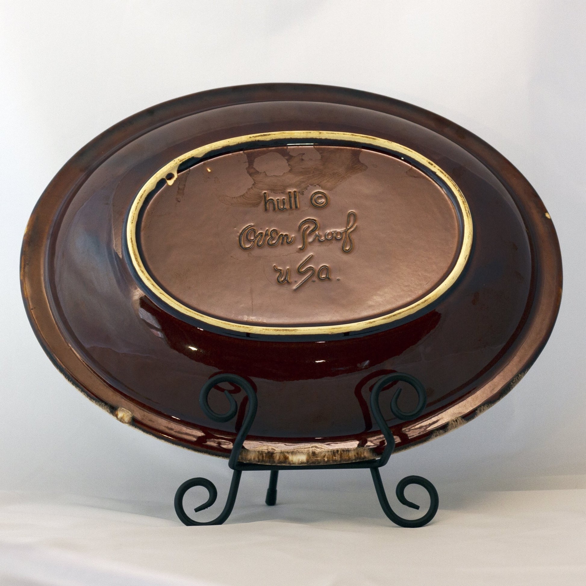 CHICKEN SERVER WITH COVER Hull House 'n Garden Mirror Brown "Drip" Circa Late 1960s to 1986 Platter Back